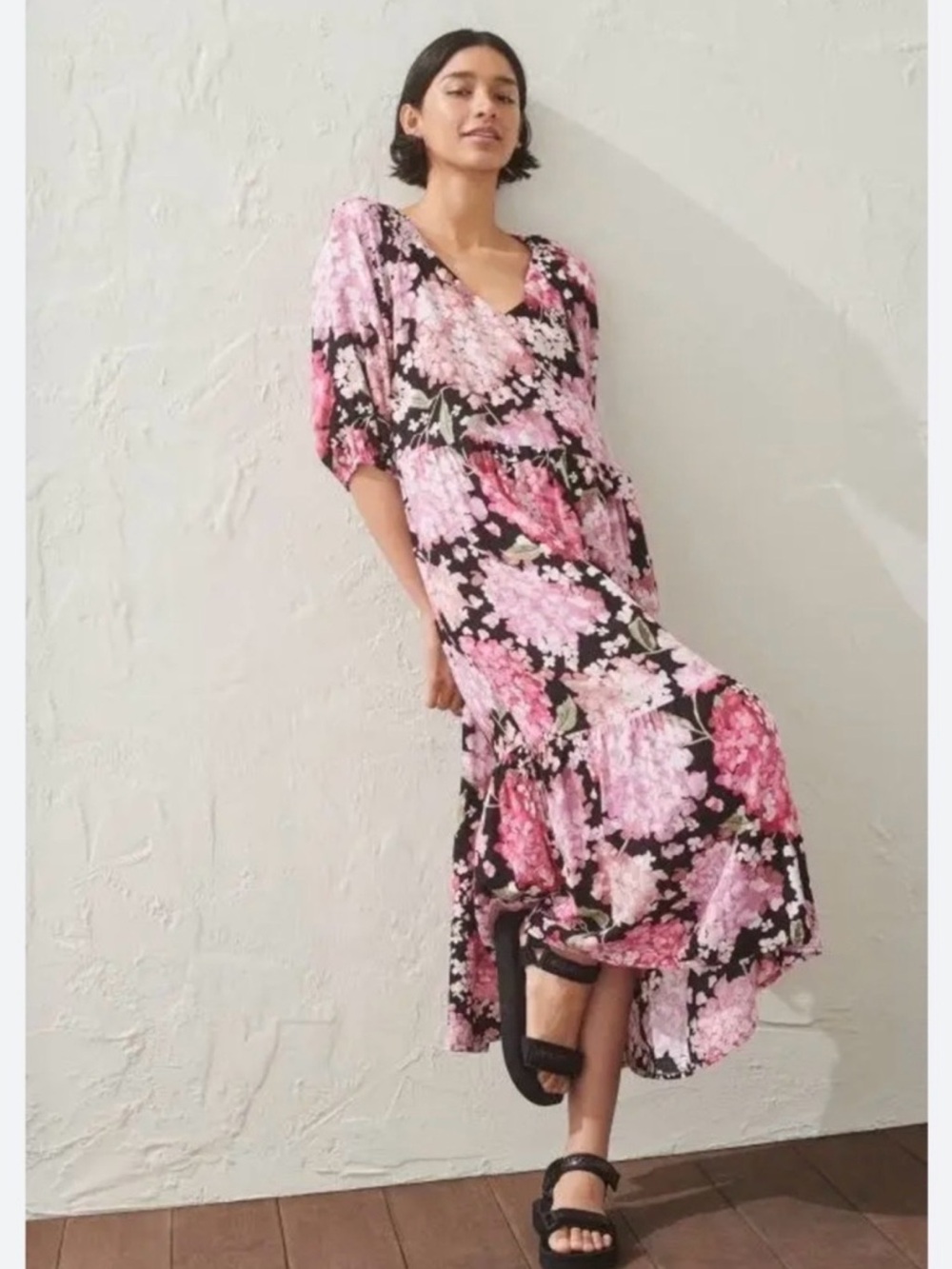 H&M | Oversized Floral Maxi Dress | XS